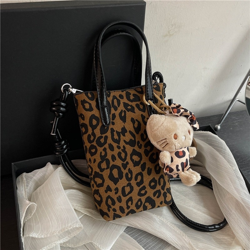 Ženska crossbody torba s jesensko-zimskim retro leopard uzorkom, mala kvadratna torba od PU kože