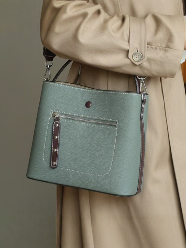 Nova retro torbica od biljne kože za žene, elegantna dnevna torba velikog kapaciteta, torba tipa kanta