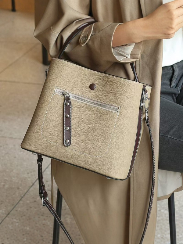 Nova retro torbica od biljne kože za žene, elegantna dnevna torba velikog kapaciteta, torba tipa kanta