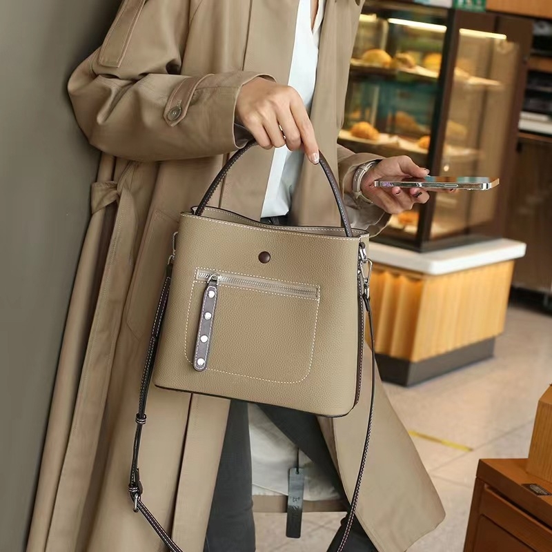 Nova retro torbica od biljne kože za žene, elegantna dnevna torba velikog kapaciteta, torba tipa kanta