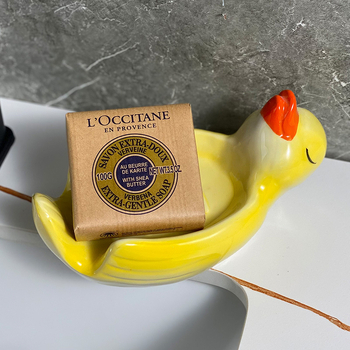 Suport ceramic pentru săpun, creativ pentru baie, cu motiv rață și Shiba Inu, personalizabil, fără acumulare de apă