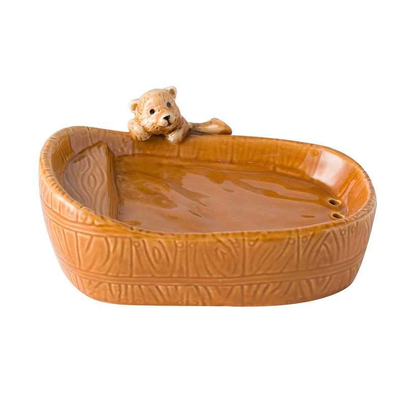 Suport ceramic pentru săpun, creativ pentru baie, cu motiv rață și Shiba Inu, personalizabil, fără acumulare de apă