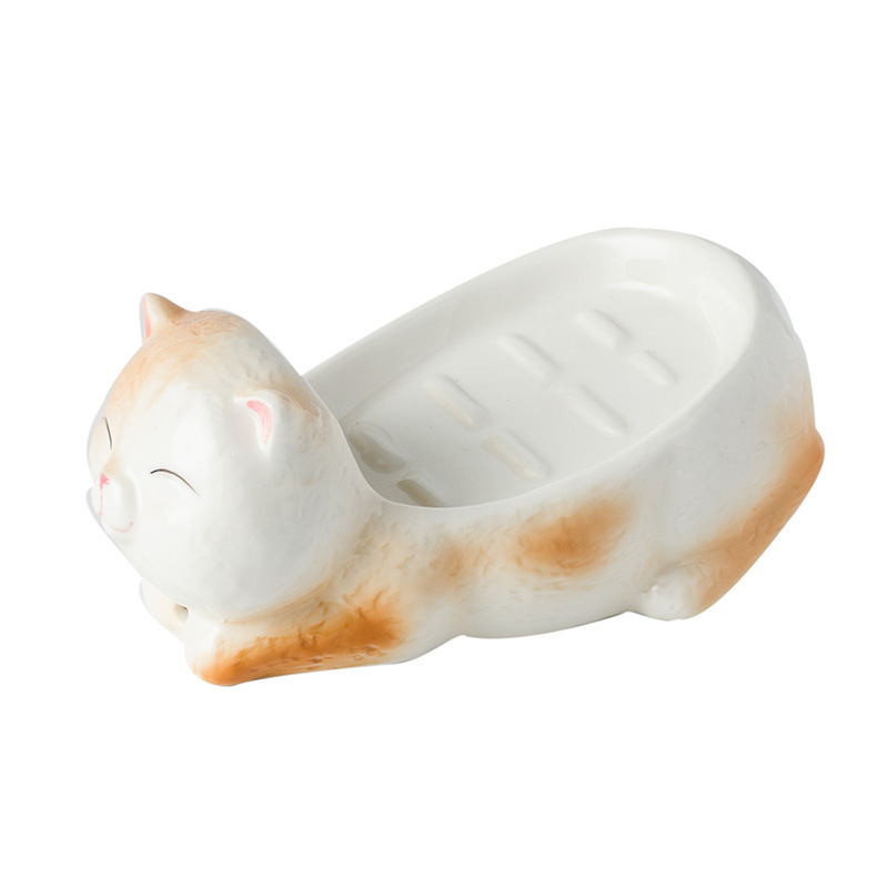 Suport ceramic pentru săpun, creativ pentru baie, cu motiv rață și Shiba Inu, personalizabil, fără acumulare de apă