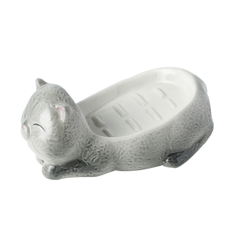 Suport ceramic pentru săpun, creativ pentru baie, cu motiv rață și Shiba Inu, personalizabil, fără acumulare de apă