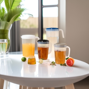 Carafă din plastic alimentar, cu capacitate mare pentru apă rece, cu scară de măsurare, pentru uz casnic, ceainic de ceai cu flori