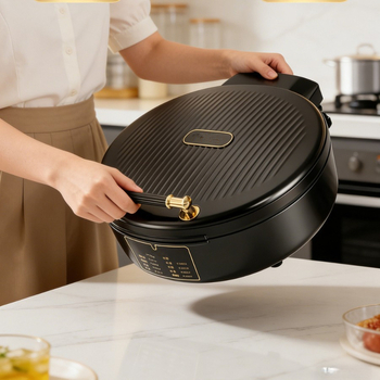 Tigaie electrică de grătar Black Gold, 30 cm, 1500 W, acoperire anti-aderentă, ușor de curățat, pentru 3–5 persoane