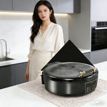 Tigaie electrică de grătar Black Gold, 30 cm, 1500 W, acoperire anti-aderentă, ușor de curățat, pentru 3–5 persoane
