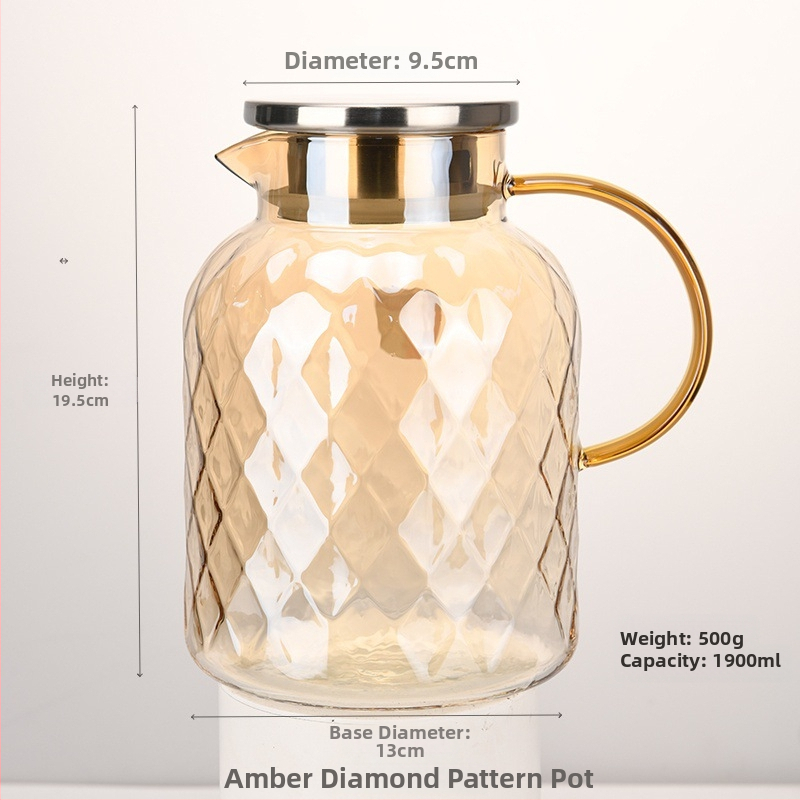 Ceainic din sticlă borosilikat rezistent la temperaturi înalte, textură de ananas, design minimalist pentru living, utilizare casnică, la gros