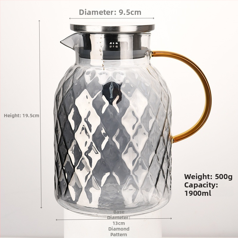 Ceainic din sticlă borosilikat rezistent la temperaturi înalte, textură de ananas, design minimalist pentru living, utilizare casnică, la gros