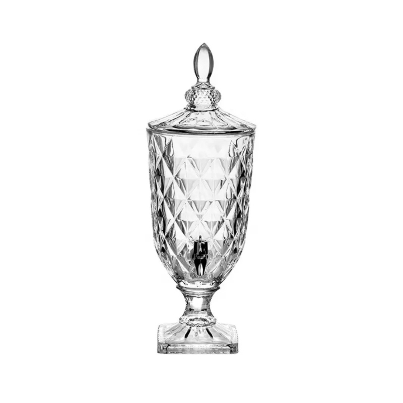 Cană din sticlă în stil franțuzesc vintage pentru apă rece, design elegant, potrivită pentru hoteluri, pentru sucuri, ceai cu lămâie și băuturi, capacitate mare, cu robinet