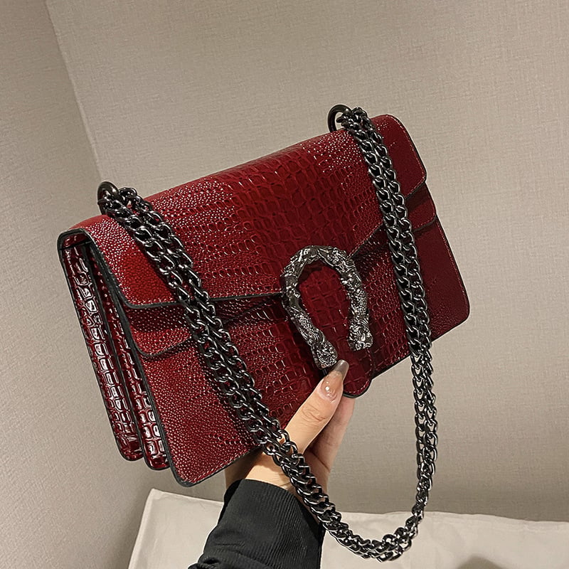 PU lančana torbica za rame, ženska crossbody torba, moderna, mala kvadratna torba