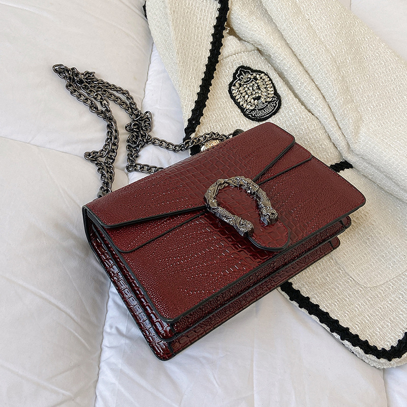 PU lančana torbica za rame, ženska crossbody torba, moderna, mala kvadratna torba