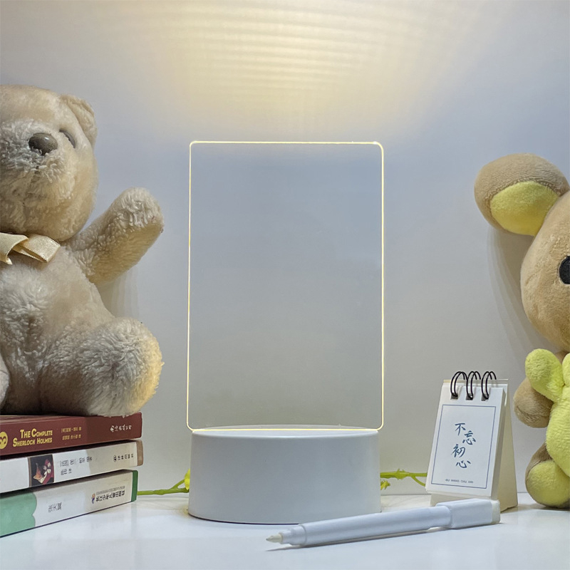 Tablă de notițe din acrilic transparent, cu suprafață ștergătoare, pentru birou acasă, mică tablă albă cu lampă de birou