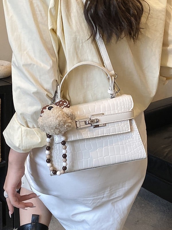 Ženska mala kvadratna torbica s retro dojmov, PU koža, crossbody naramenica, gradski ležerni stil