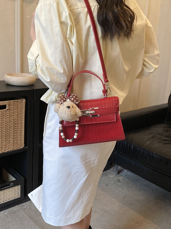 Ženska mala kvadratna torbica s retro dojmov, PU koža, crossbody naramenica, gradski ležerni stil