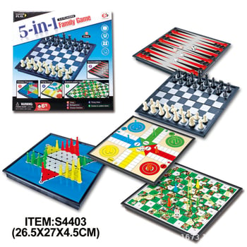 6-u-1 magnetska sklopiva ploča za igre: šah, dama, backgammon, zmije i stepenice, letajući šah – edukativna društvena igra za dvoje