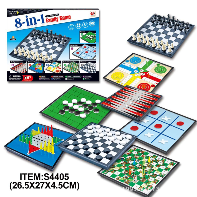6-u-1 magnetska sklopiva ploča za igre: šah, dama, backgammon, zmije i stepenice, letajući šah – edukativna društvena igra za dvoje