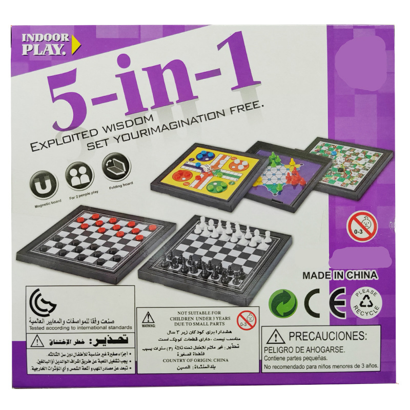 5-u-1 magnetska stolna igra: Gomoku, Šah, Dama, Snake Chess