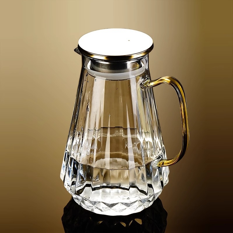 Carafă din sticlă pentru apă rece, rezistentă la temperaturi înalte, design modern minimalist, capacitate mare