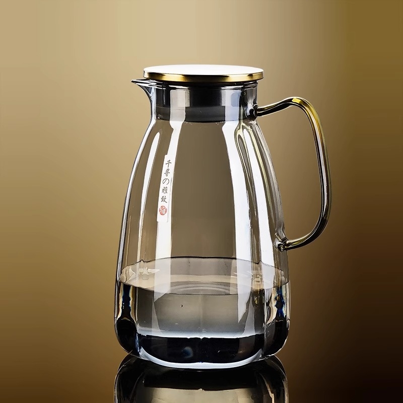 Carafă din sticlă pentru apă rece, rezistentă la temperaturi înalte, design modern minimalist, capacitate mare