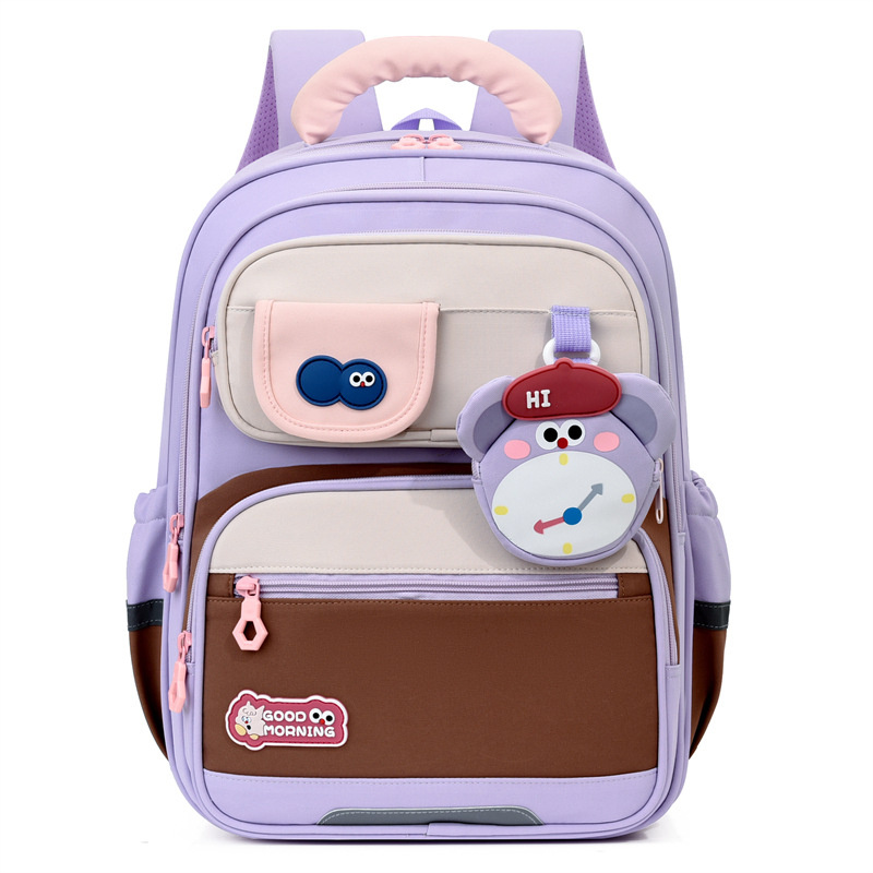 Nova školska torba s kontrastnim bojama za učenike od 1. do 6. razreda, unisex, veliki kapacitet, karikaturni dizajn, ergonomska zaštita kralježnice