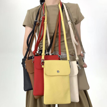 Ženska mini kožna crossbody torba s džepom za novčiće i telefon