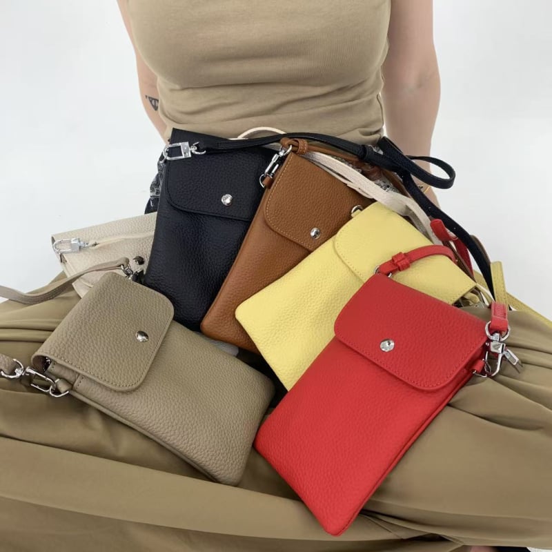 Ženska mini kožna crossbody torba s džepom za novčiće i telefon