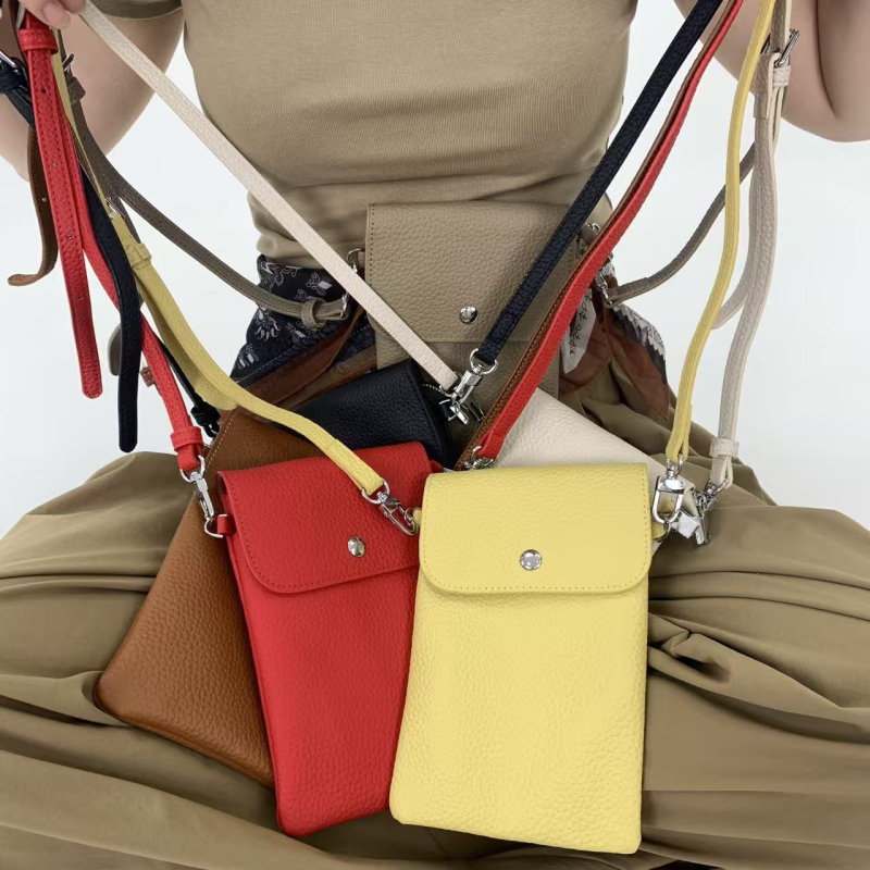 Ženska mini kožna crossbody torba s džepom za novčiće i telefon