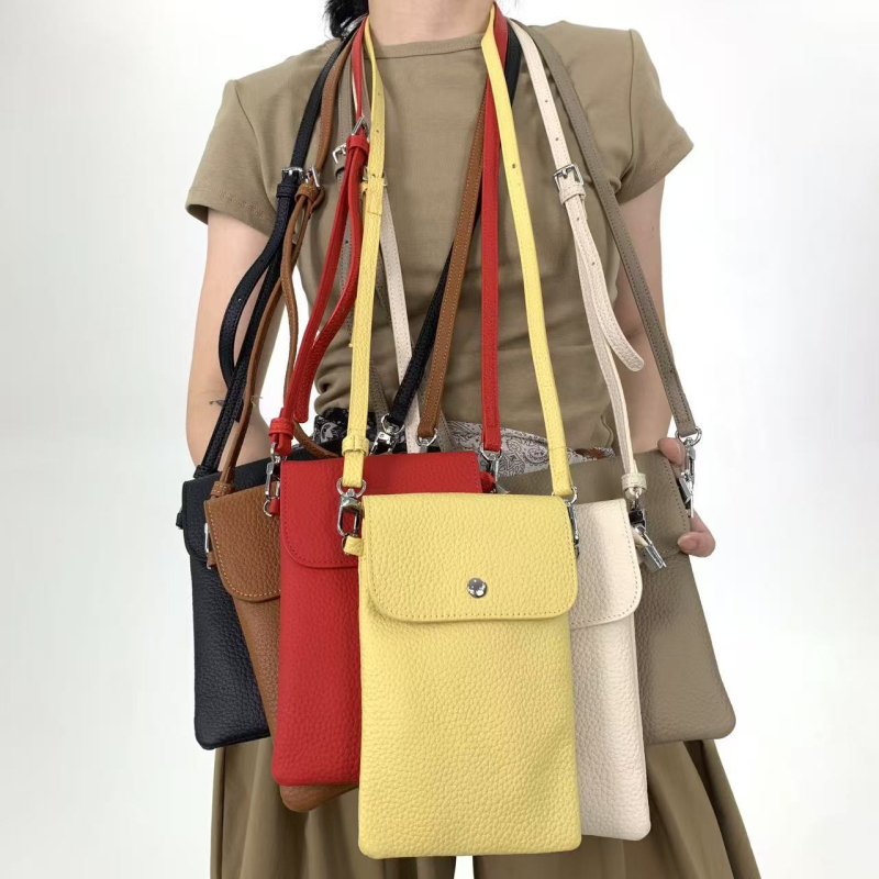 Ženska mini kožna crossbody torba s džepom za novčiće i telefon