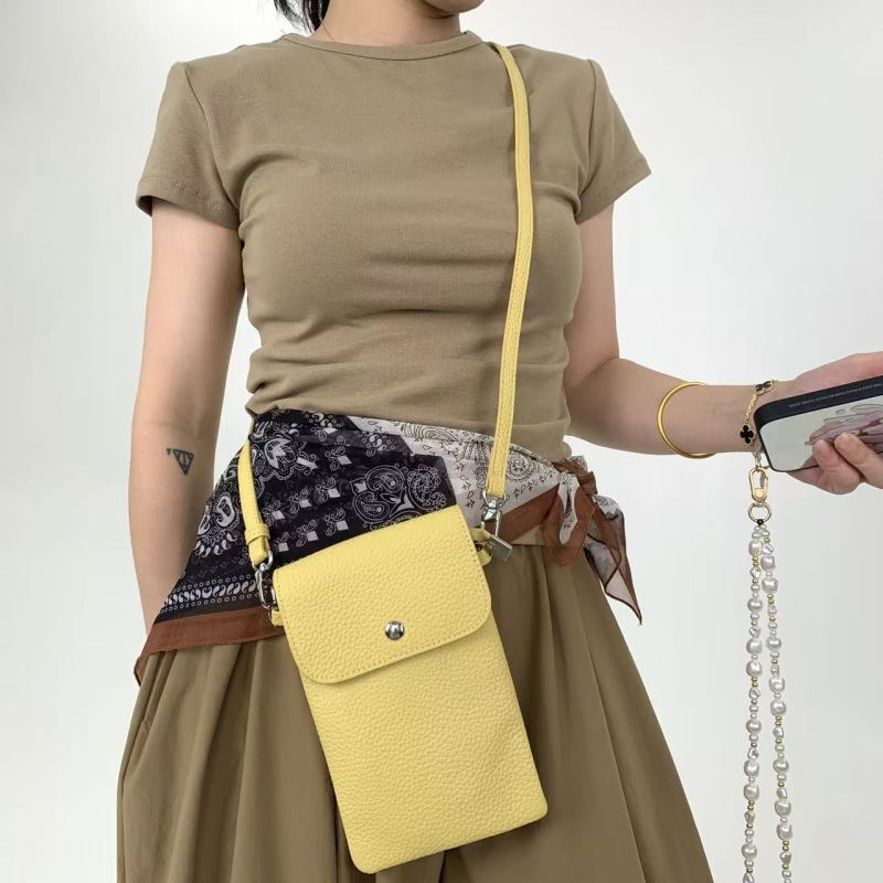 Ženska mini kožna crossbody torba s džepom za novčiće i telefon