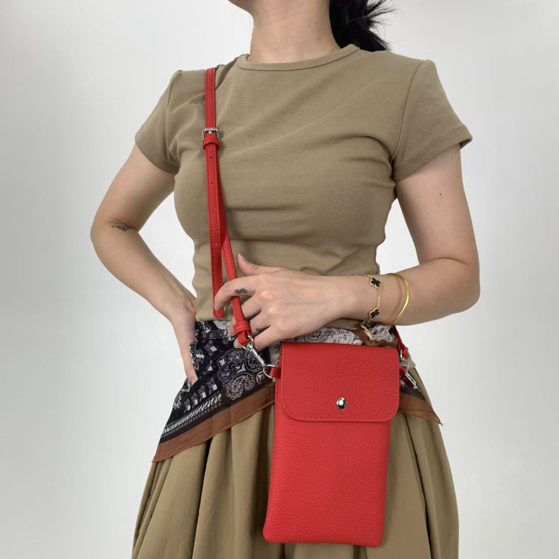 Ženska mini kožna crossbody torba s džepom za novčiće i telefon