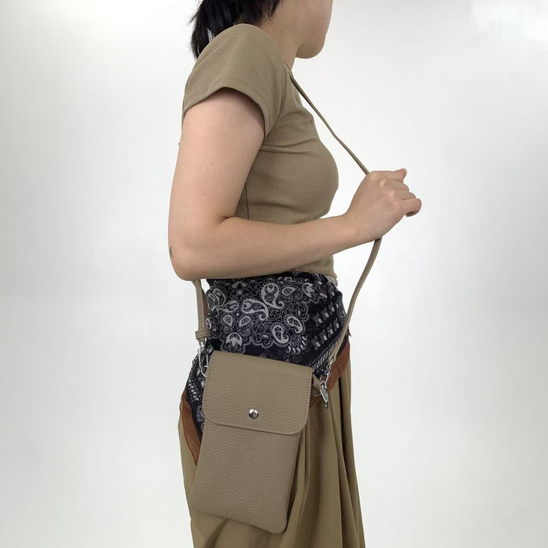 Ženska mini kožna crossbody torba s džepom za novčiće i telefon