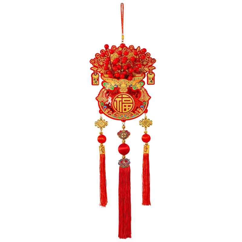 Pandantiv chinezesc cu nod, fruct roșu – decor pentru Anul Nou și amenajarea interioară a livingului