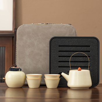 Ru Kiln Gongfu set čaja za putovanja i dom, luksuzan porculanski set uz mogućnost prilagođenog logotipa, poklon kutija