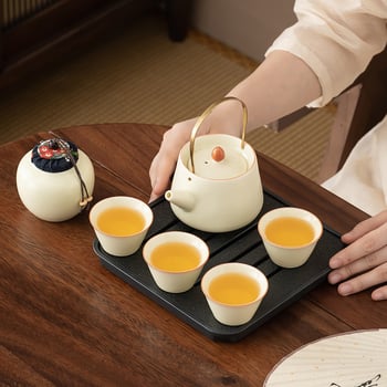Ru Kiln Gongfu set čaja za putovanja i dom, luksuzan porculanski set uz mogućnost prilagođenog logotipa, poklon kutija