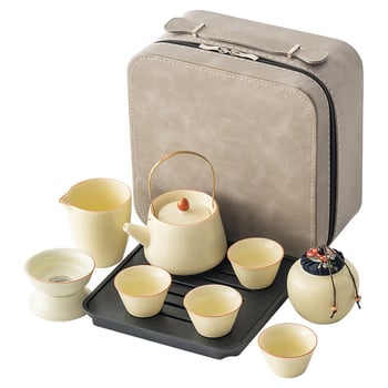 Ru Kiln Gongfu set čaja za putovanja i dom, luksuzan porculanski set uz mogućnost prilagođenog logotipa, poklon kutija