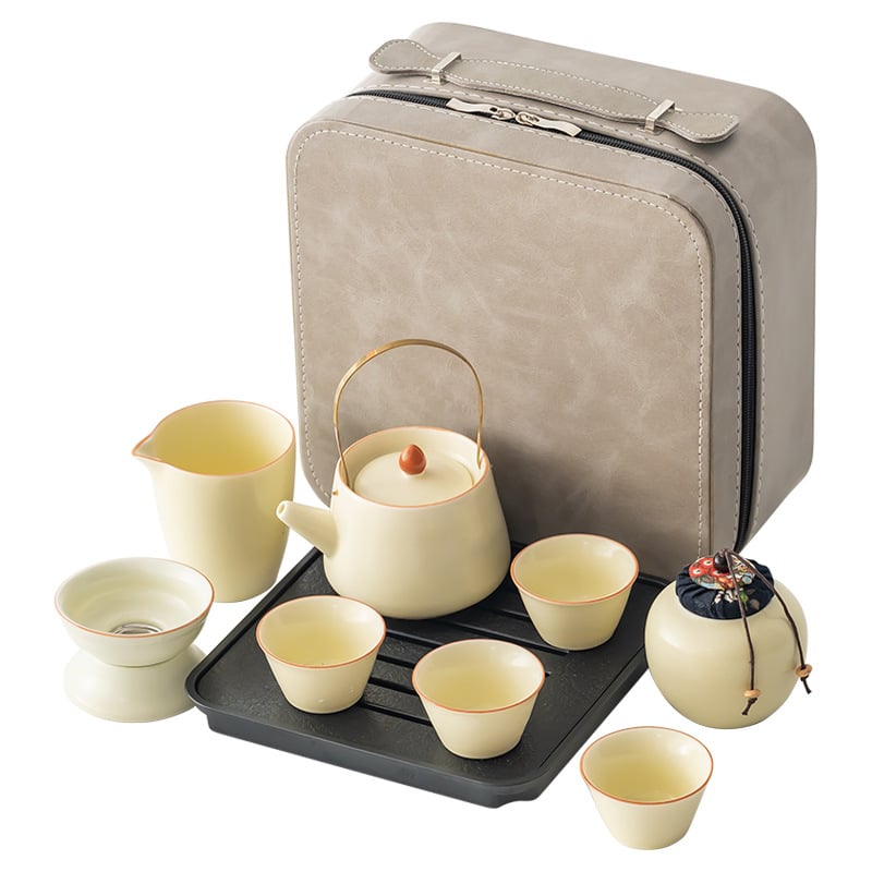 Ru Kiln Gongfu set čaja za putovanja i dom, luksuzan porculanski set uz mogućnost prilagođenog logotipa, poklon kutija