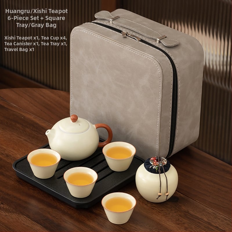Ru Kiln Gongfu set čaja za putovanja i dom, luksuzan porculanski set uz mogućnost prilagođenog logotipa, poklon kutija
