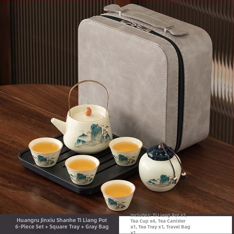 Ru Kiln Gongfu set čaja za putovanja i dom, luksuzan porculanski set uz mogućnost prilagođenog logotipa, poklon kutija