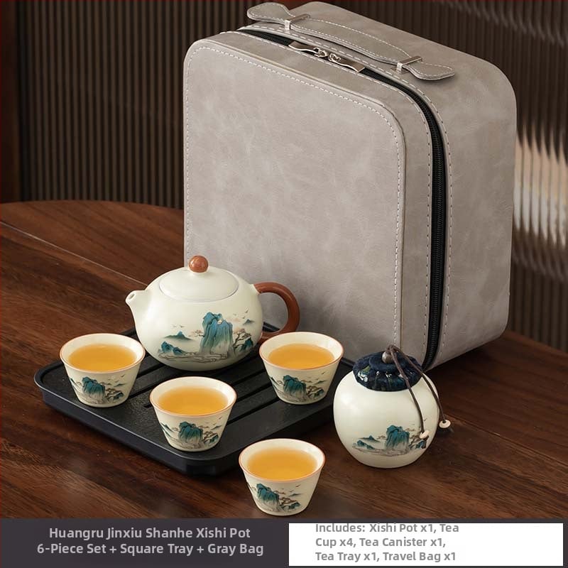 Ru Kiln Gongfu set čaja za putovanja i dom, luksuzan porculanski set uz mogućnost prilagođenog logotipa, poklon kutija