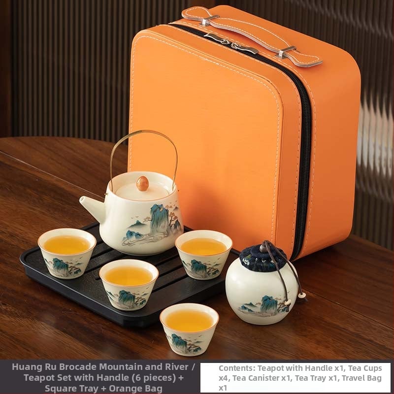 Ru Kiln Gongfu set čaja za putovanja i dom, luksuzan porculanski set uz mogućnost prilagođenog logotipa, poklon kutija