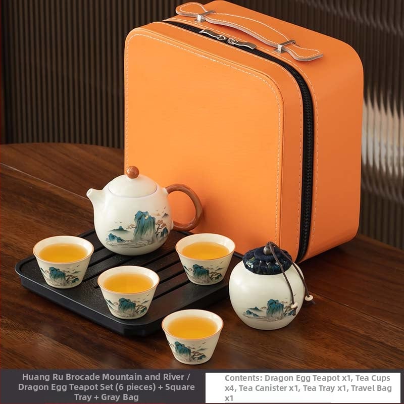 Ru Kiln Gongfu set čaja za putovanja i dom, luksuzan porculanski set uz mogućnost prilagođenog logotipa, poklon kutija