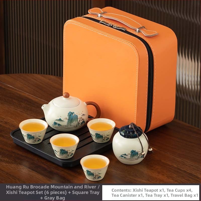 Ru Kiln Gongfu set čaja za putovanja i dom, luksuzan porculanski set uz mogućnost prilagođenog logotipa, poklon kutija