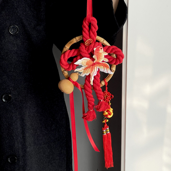 Pandantiv decorativ din nod chinezesc cu pește koi – decor pentru casă, kit DIY manual