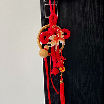 Pandantiv decorativ din nod chinezesc cu pește koi – decor pentru casă, kit DIY manual