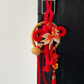 Pandantiv decorativ din nod chinezesc cu pește koi – decor pentru casă, kit DIY manual