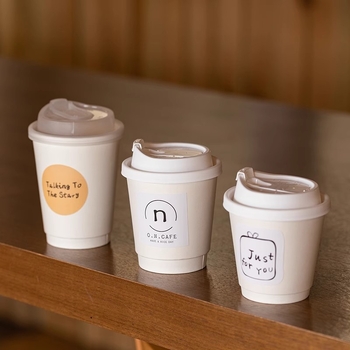 Pahar de unică folosință din hârtie cu pereți dubli, pentru ceai cu lapte și cafea, latte, băuturi calde sau reci, cu capac, îngroșat, pentru la pachet.