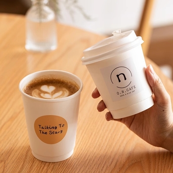 Pahar de unică folosință din hârtie cu pereți dubli, pentru ceai cu lapte și cafea, latte, băuturi calde sau reci, cu capac, îngroșat, pentru la pachet.