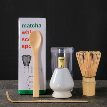 Σετ εργαλείων τσαγιού matcha σε ιαπωνικό στυλ, τριών τεμαχίων, με μπαμπού αναδευτήρα και καπάκι, παραδοσιακά εργαλεία τσαγιού