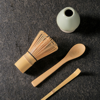 Σετ εργαλείων τσαγιού matcha σε ιαπωνικό στυλ, τριών τεμαχίων, με μπαμπού αναδευτήρα και καπάκι, παραδοσιακά εργαλεία τσαγιού